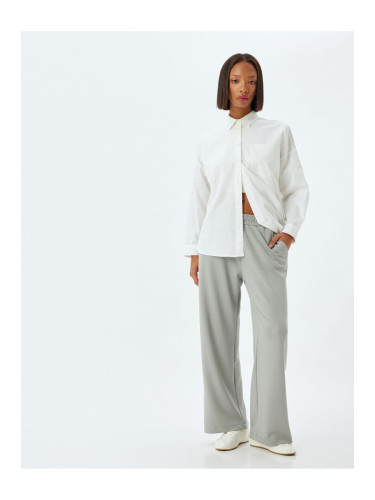 Koton Wide Leg Sweatpants Modal Fabric Elastic Waist Pocket Comfortable Cut