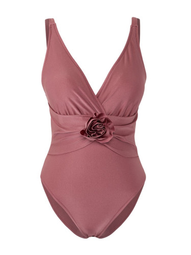 Trendyol Pink*003 Plain Deep V Applique Strappy Swimsuit