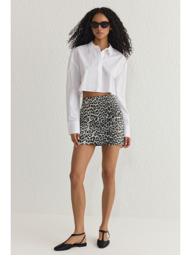 Trendyol Multicolored Cotton Fabric Animal Leopard Patterned Mini Skirt