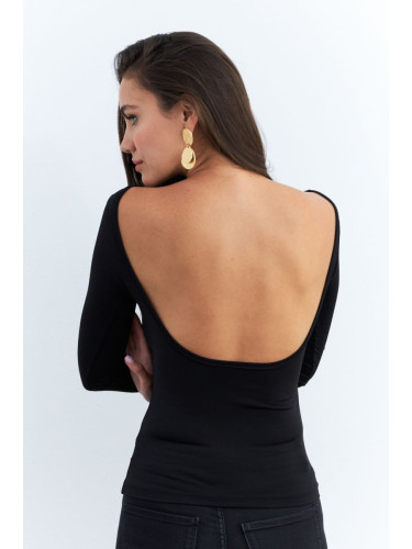 Cool & Sexy Women's Black Backless Blouse