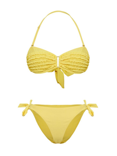 Trendyol Yellow*001 Plain Strapless Normal Waist Bikini Set