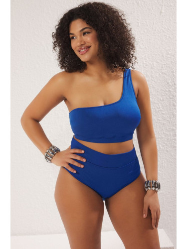 Trendyol Curve Saks High Waist Basic Plus Size Bikini Bottom