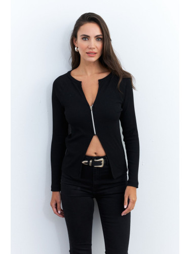 Cool & Sexy Women's Black Zip Camisole Blouse