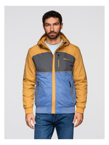Ombre Lightweight colorful men's sports jacket with fleece - blue-mustard