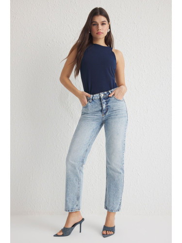 Trendyol Light Blue Regular Waist Straight Jeans