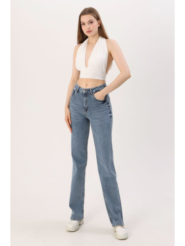 Trendyol Blue High Waist Straight Jeans