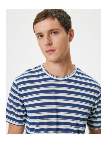 Koton Crew Neck Short Sleeve Viscose Blend Striped T-Shirt