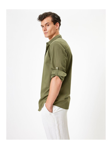 Koton Classic Shirt Long Sleeve Buttoned Sleeve Detailed Cotton