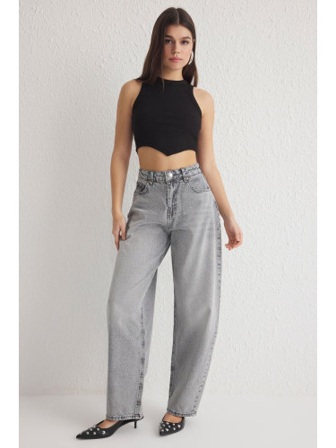 Trendyol Gray High Waist Skater Jeans