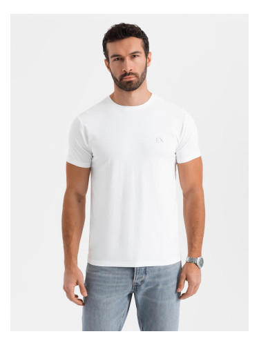 Ombre Men's SLIM FIT T-shirt with round neckline and logo - white