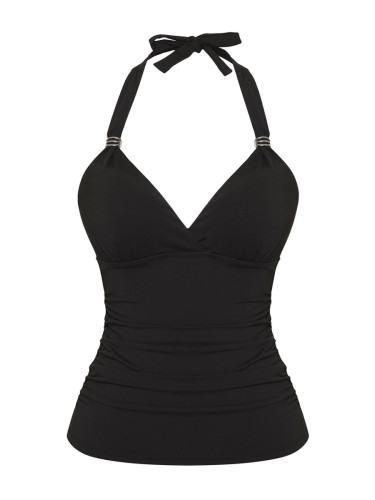 Trendyol Black*001 Plain Draped Strappy Bikini Top