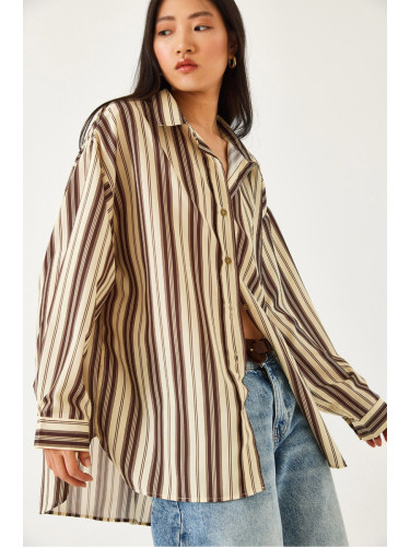 Bianco Lucci Women Striped Oversize Shirt 1007