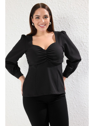 Trendyol Curve Black Finike Woven Plus Size Blouse