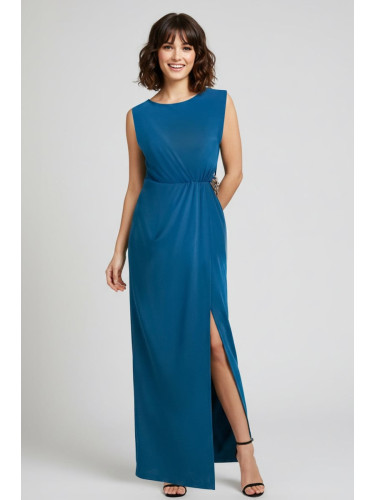 Trendyol Petrol Accessories Detailed Woven Long Elegant Evening Dress & Graduation Dress