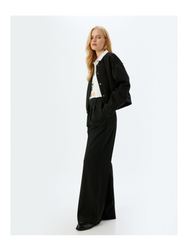 Koton Double Waist Detailed Pocket Pleated Detailed Wide Leg Fabric Trousers