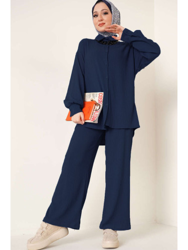 Bigdart T5858 Knitted Hijab Double Suit - C.Navy Blue