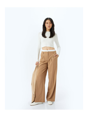 Koton Double Waist Detailed Pleated Fabric Trousers with Pockets