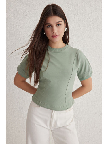 Trendyol Mint Fitted/Body Fitted Crew Neck Flexible Knitted Blouse