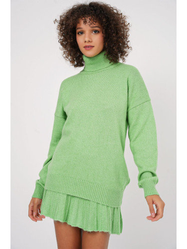 Bigdart 15891 Sweater Skirt Knitwear Two Piece Set - E.Green