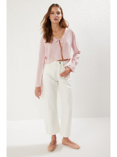 Trendyol Pink Modal Tie Detailed Long Sleeve Woven Blouse