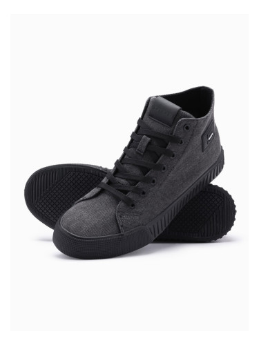 Ombre Men's high top canvas sneakers shoes - black