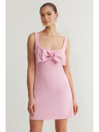 Trendyol Pink A-Line Bow Detail Woven Chic Dress