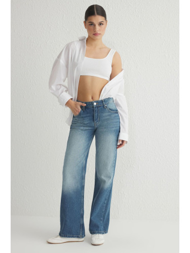 Trendyol Blue More Sustainable Low Waist Wide Leg Jeans