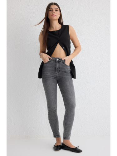 Trendyol Gray High Waist Skinny Jeans