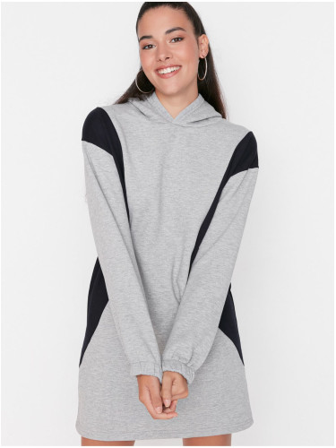 Black-gray mottled hoodie dress Trendyol - Women