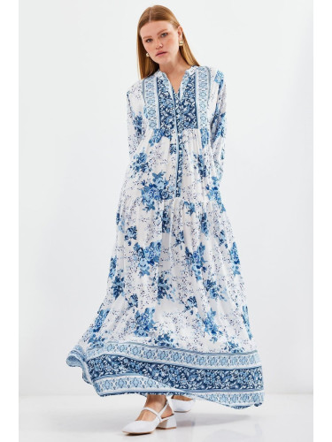 Bigdart 2423 Authentic Patterned Dress - Blue