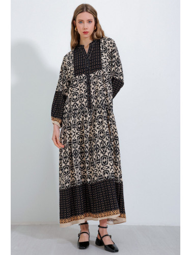 Bigdart 2423 Authentic Patterned Dress - Black4