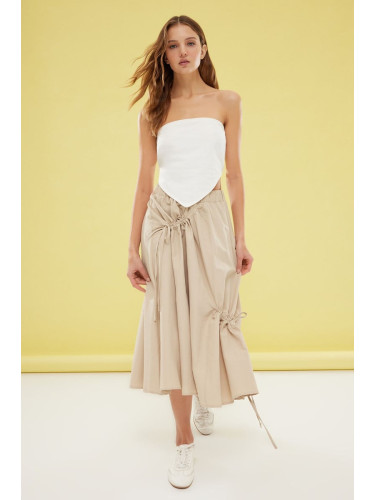 Trendyol Khaki Parachute Fabric Elastic Waist Maxi Skirt