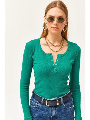 Olalook Women's Emerald Green Popped Camisole Blouse