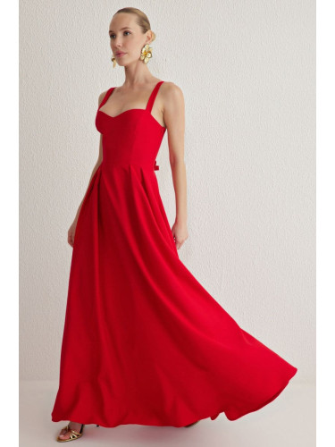 Trendyol Red A-Line Woven Long Elegant Evening & Graduation Dress