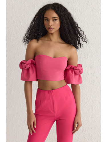 Trendyol Pink Rose Detailed Woven Bustier