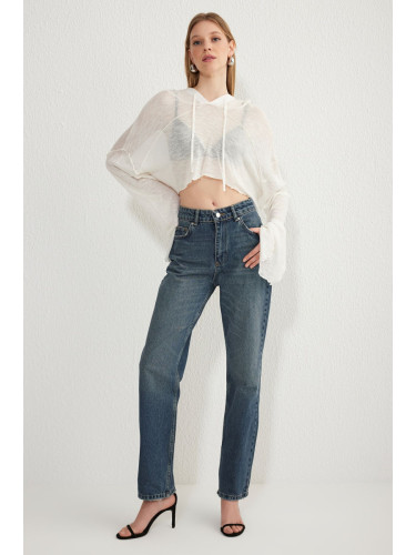 Trendyol Blue High Waist Straight Jeans