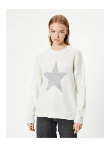 Koton Star Patterned Sweater Long Sleeve Crew Neck Soft Texture