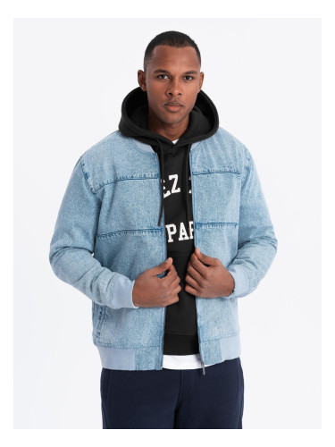 Ombre Men's denim jacket katana with cargo pockets and hood