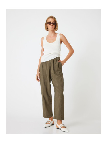 Koton Wide Leg Trousers with Pockets Elastic Waist