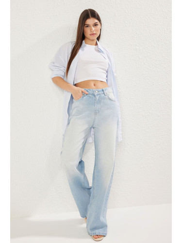 Trendyol Blue Low Waist Wide Leg Jeans