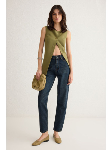 Trendyol Dark Blue High Waist Mom Jeans