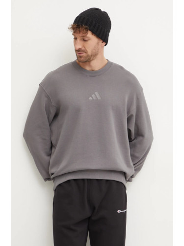 Памучен суичър adidas All SZN в сиво с изчистен дизайн IY6552