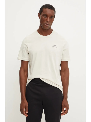 Памучна тениска adidas Essentials в бежово с изчистен дизайн IY9099