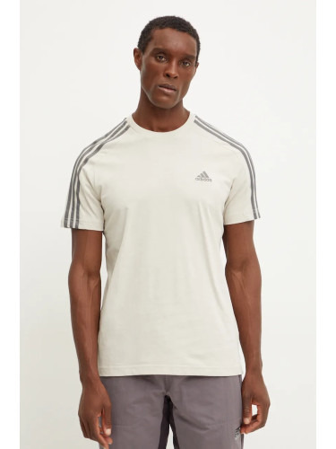 Памучна тениска adidas Essentials в бежово с апликация IY9123