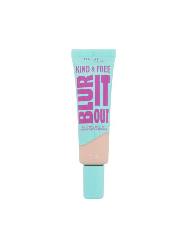 Rimmel London Kind & Free Blur It Out Mattifying Skin Tint Фон дьо тен за жени 30 ml Нюанс 010 Rose Ivory