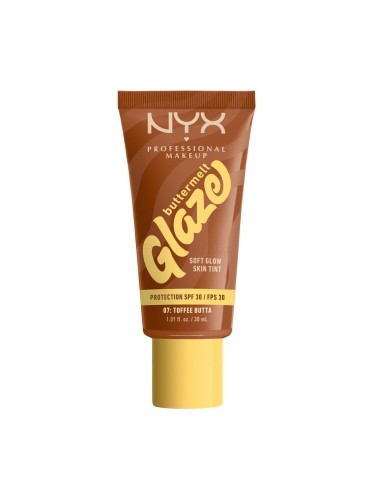 NYX Professional Makeup Buttermelt Glaze Soft Glow Skin Tint SPF30 Фон дьо тен за жени 30 ml Нюанс 07 Toffee Butta