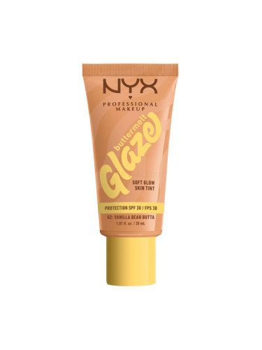 NYX Professional Makeup Buttermelt Glaze Soft Glow Skin Tint SPF30 Фон дьо тен за жени 30 ml Нюанс 02 Vanilla Bean Butta