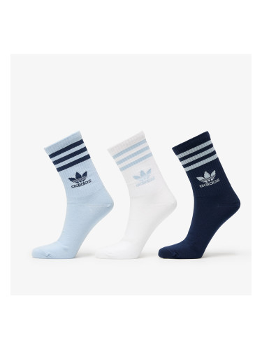 adidas 3 Stripes Crew Sock 3-Pack Wonder Blue/ Night Indigo/ White S