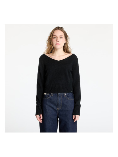 Пуловер Calvin Klein Jeans Fluffy Yarn V-Neck Sweater Black M
