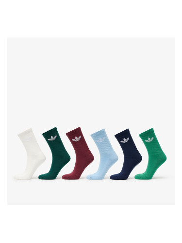 adidas Trefoil Crew Sock Cushion 6-Pack Off White/ Semi Court Green/ Collegiate Green S